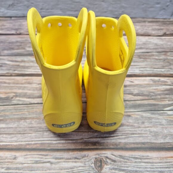 Crocs Kids Yellow Rubber Boots, Kids Handle it Rain Boots Size 7 - Picture 3 of 7